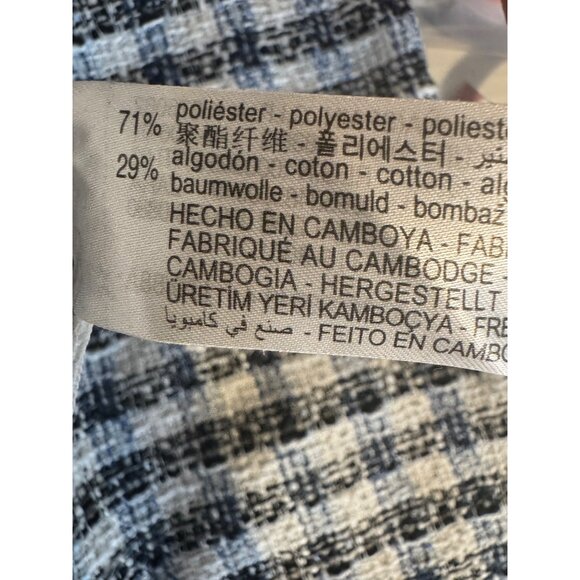 2/$30 ZARA Womens M Plaid Tweed Cropped Jacket Navy Blue/White - Picture 11 of 14